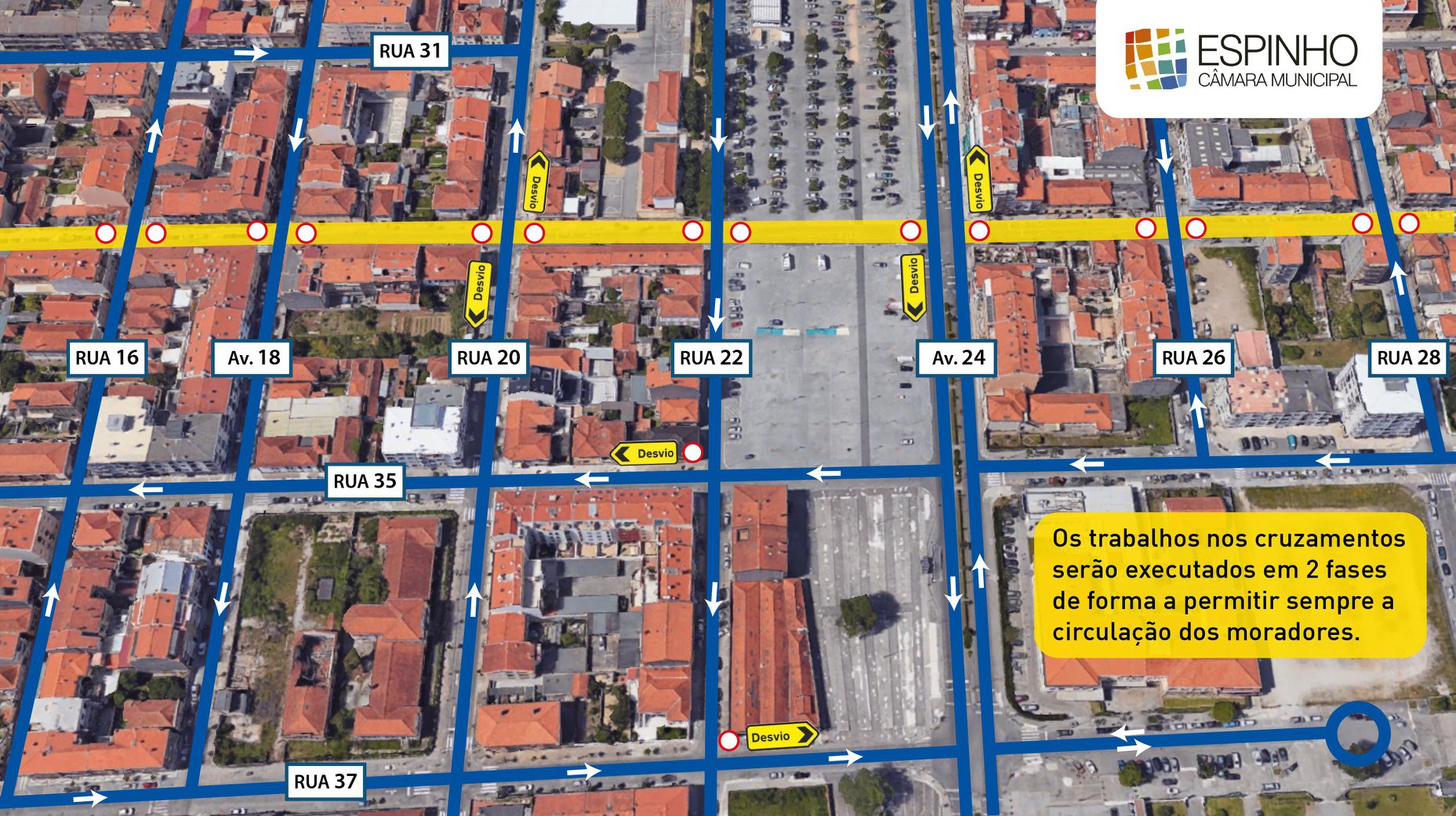 Corte de trânsito da Rua 33 entre a Rua 20 e Avenida 24