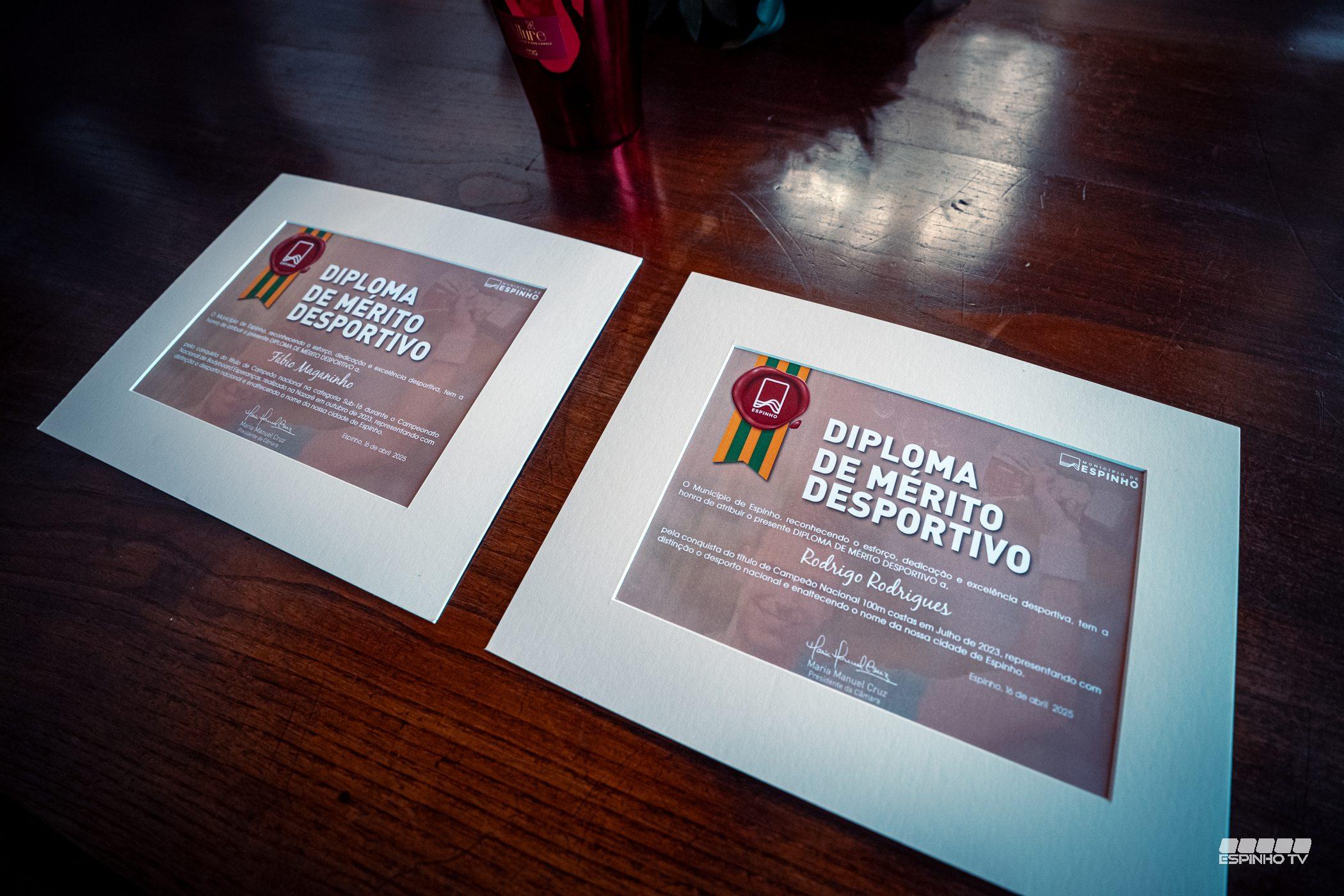 Fábio Maganinho e Rodrigo Rodrigues distinguidos com Diploma de Mérito Desportivo