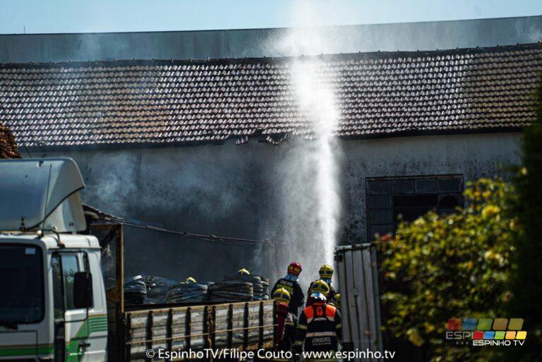 Incêndio em tanoaria em Paramos