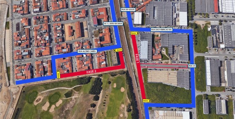 Construção da passagem inferior rodoviária em Silvalde